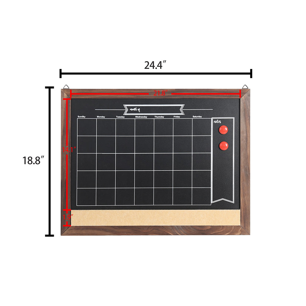 Wood Framed Calendar Magnetic Blackboard Monthly Weekly Notice Board