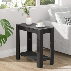 Narrow Sofa Side Table With 2 Tier Open Storage Spaces