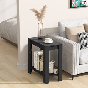 Narrow Sofa Side Table With 2 Tier Open Storage Spaces