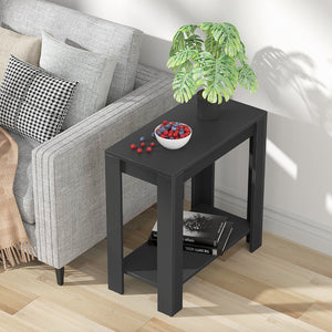 Narrow Sofa Side Table With 2 Tier Open Storage Spaces