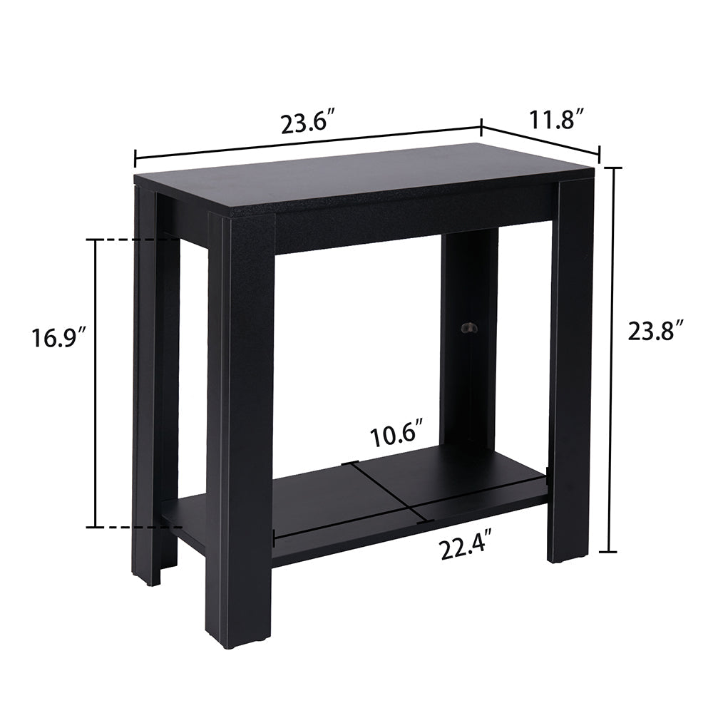 Narrow Sofa Side Table With 2 Tier Open Storage Spaces