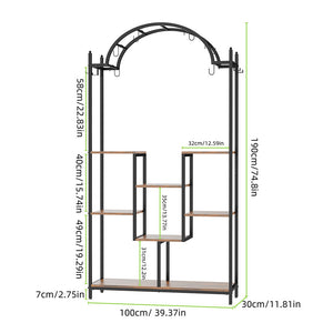 Extra Large Arched Metal Flower Shelf With Hanging Hooks