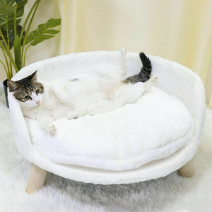 Pet Sofa Bed Raised Cat Chair With Removable Cushion