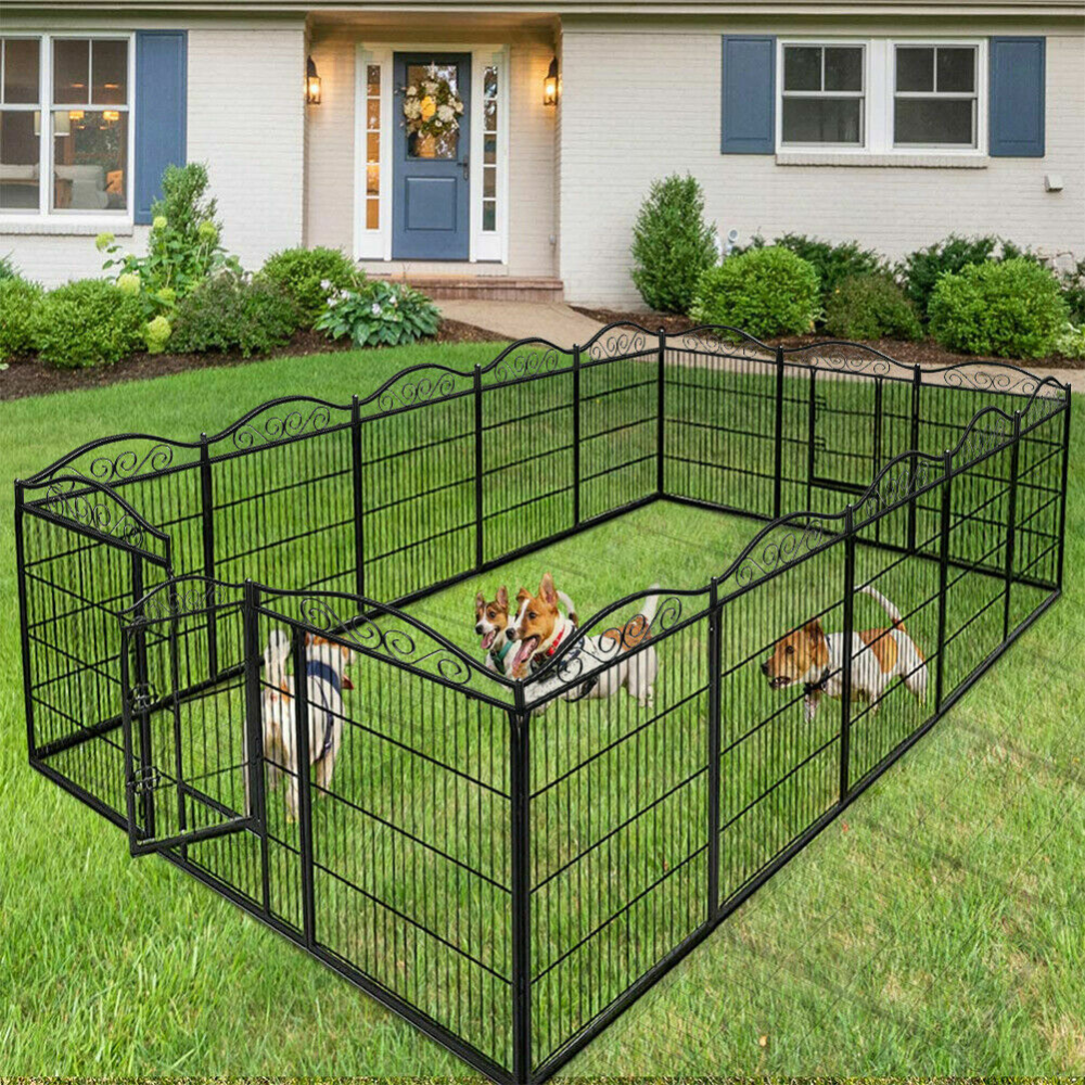 Foldable 8 Panels Pet Fence Heavy Duty Metal Dog Playpen