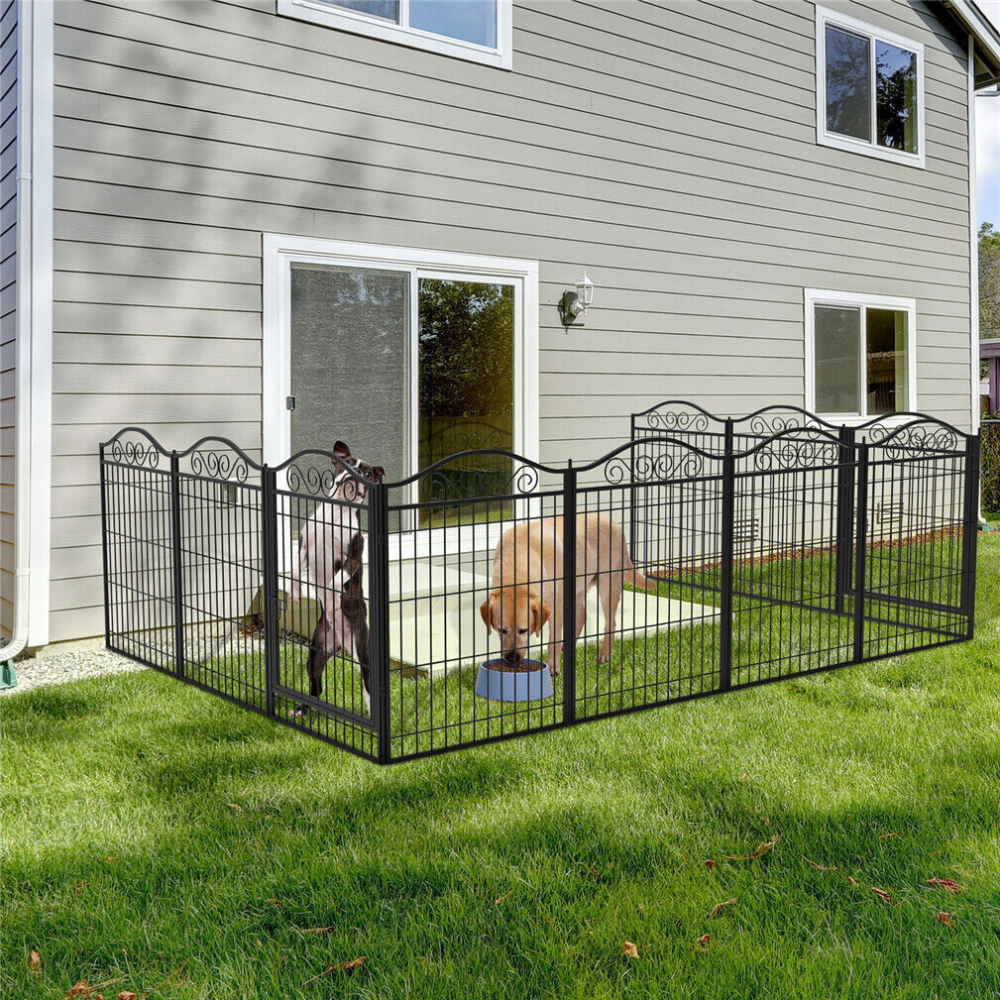 Foldable 8 Panels Pet Fence Heavy Duty Metal Dog Playpen