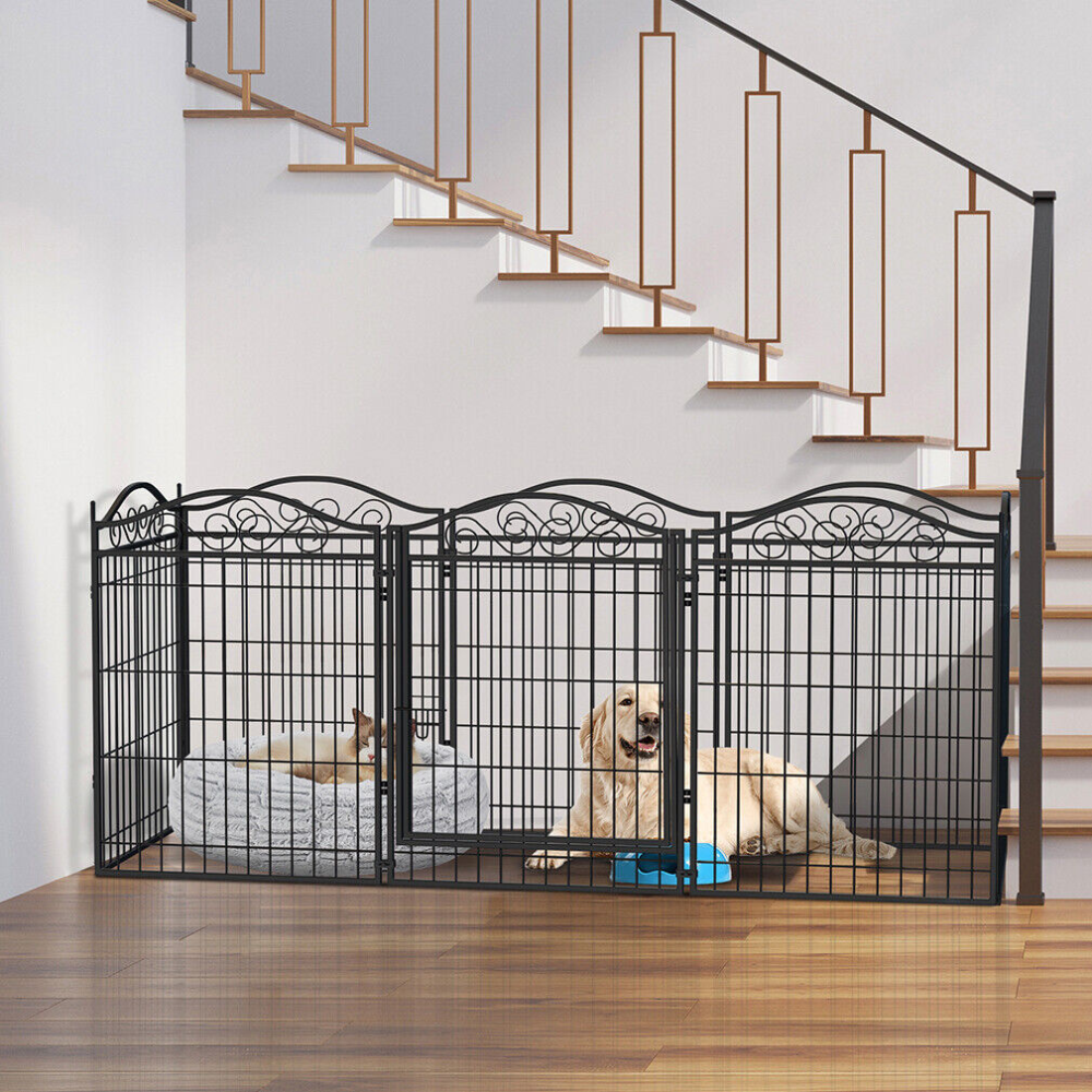 Foldable 8 Panels Pet Fence Heavy Duty Metal Dog Playpen