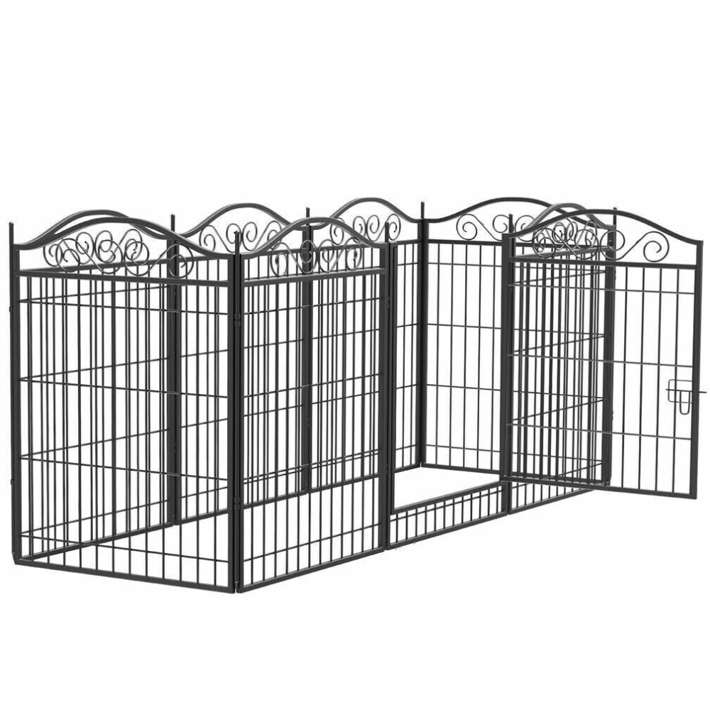 Foldable 8 Panels Pet Fence Heavy Duty Metal Dog Playpen