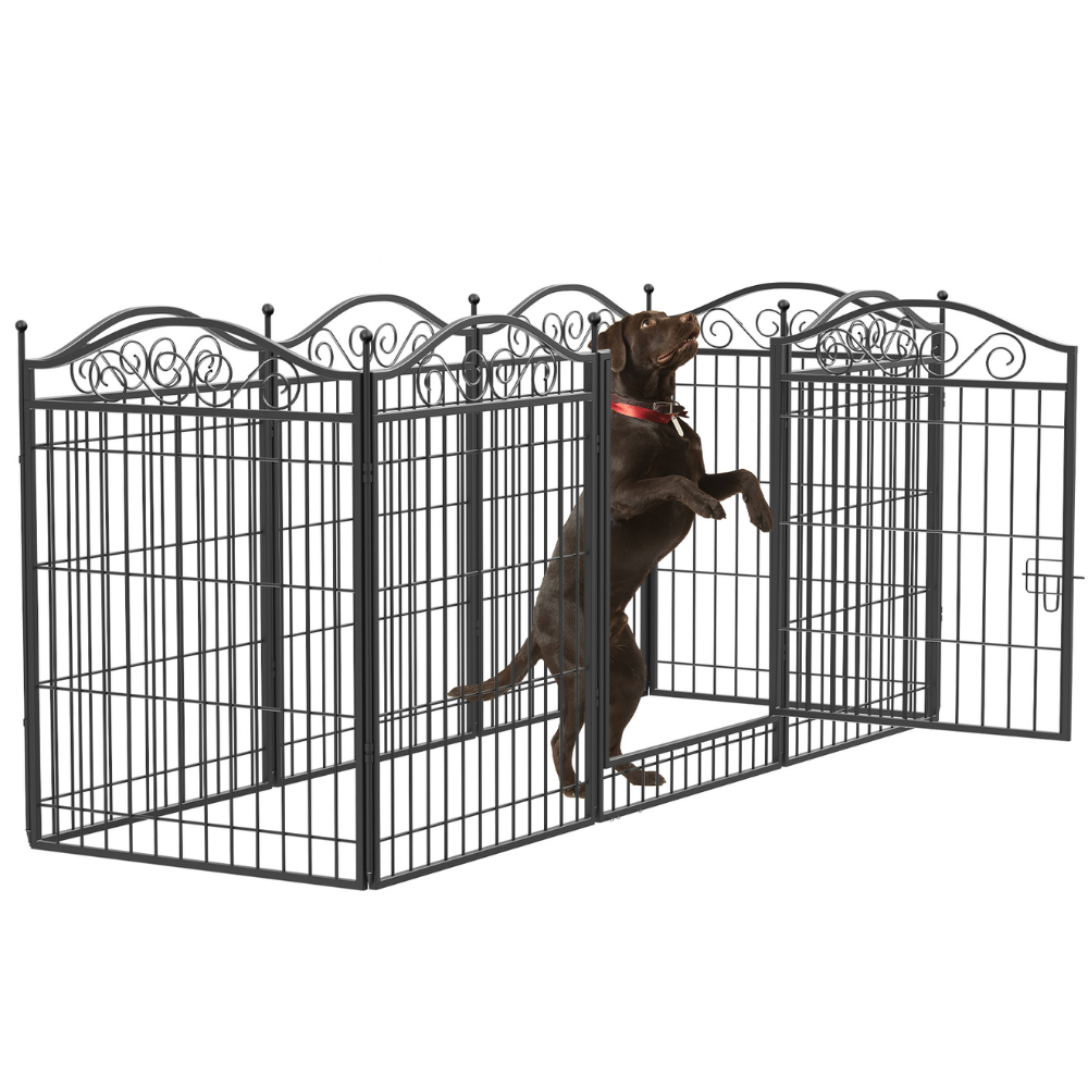 Foldable 8 Panels Pet Fence Heavy Duty Metal Dog Playpen