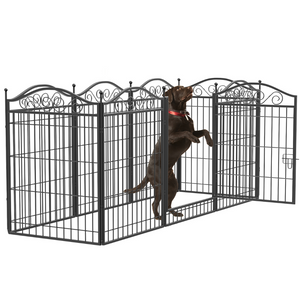 Foldable 8 Panels Pet Fence Heavy Duty Metal Dog Playpen