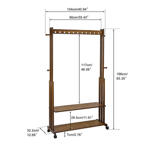 Entryway Hallway Clothes Rail Rack 2 Layer Shoe Shelves With Wheels