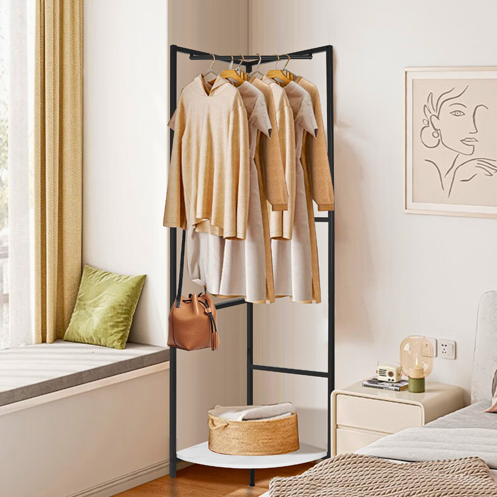 Corner Garment Rack Clothes Rail Wall Hanging Shelf