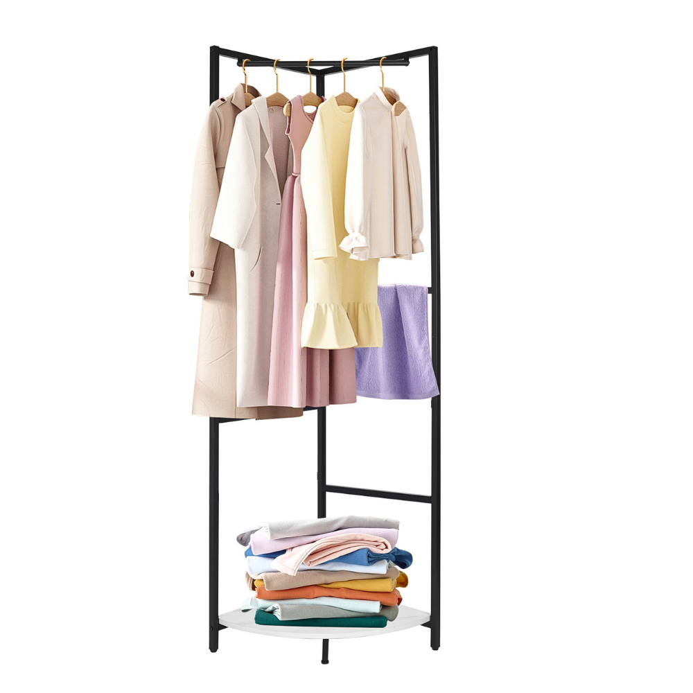 Corner Garment Rack Clothes Rail Wall Hanging Shelf