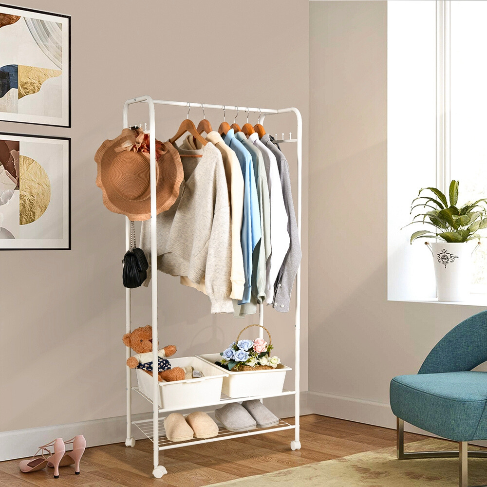 Heavy Duty Industrial Pipe Clothes Rack With Wheels