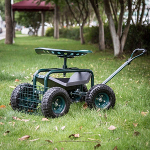 Garden Cart Rolling Workseat With Wheels Gardening Stool For Planting