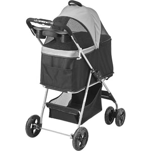 Pet Stroller With Brakes Storage Basket And Cup Holder