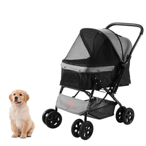 Premium Rotating Pet Stroller For Easy Travel With Brakes Pad And Cup Holder