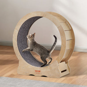 Cat Exercise Wheel Natural Wood Silent Running Toy Treadmill Roller