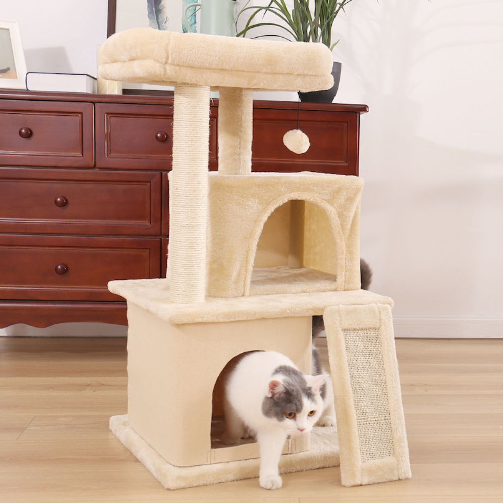 Pet Cat Tree Tower Condo Wood Scratcher With Scratching Post For Cats Climbing