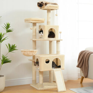 Cat Tree House Plush Condo Scratching Posts For Kitten Climbing Toy Activity