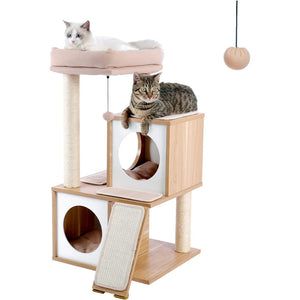 Cat Tree House Tower Condo Wood Scratching Sisal Covered