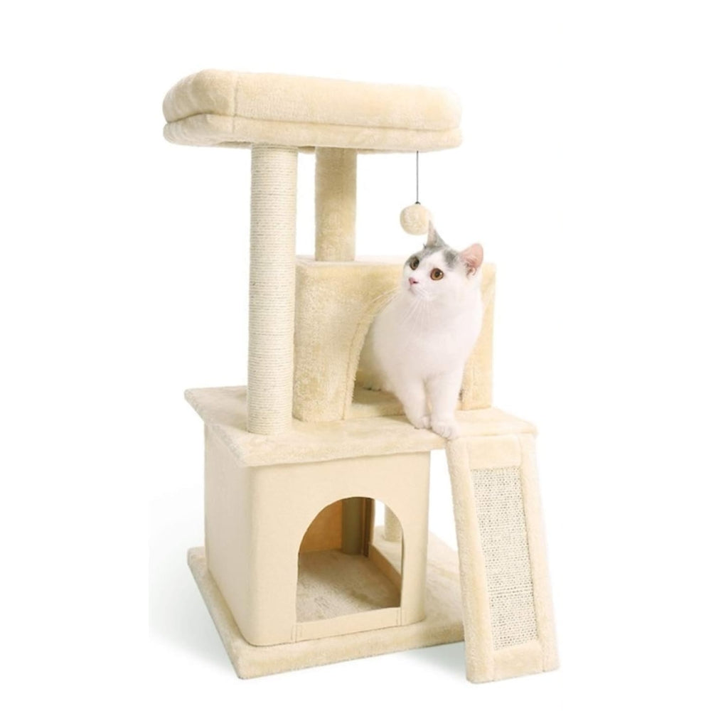 Cat Tree House Tower Condo Wood Scratching Sisal Covered