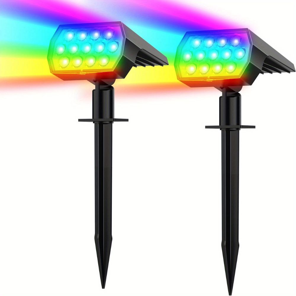 20Led Colorful Solar Landscape Spotlights Wireless Waterproof