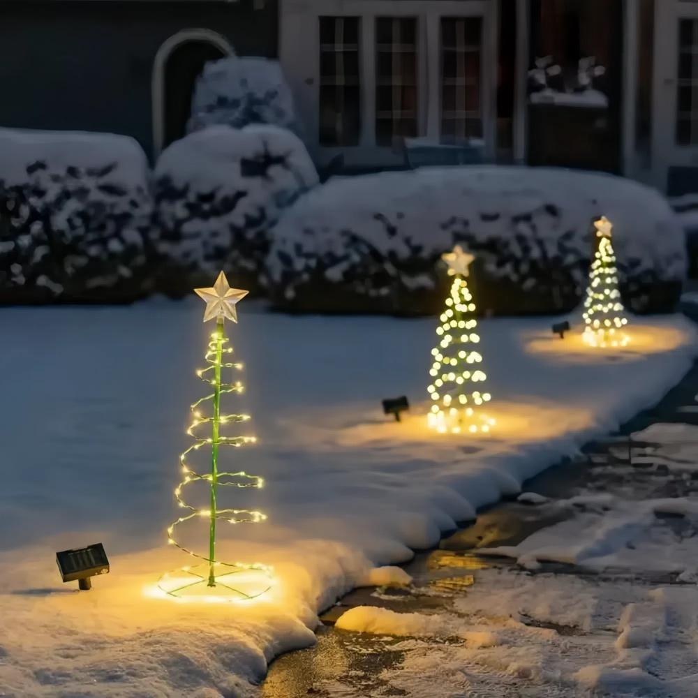 Festive Solar Christmas Tree Lights For Outdoor Garden Scene