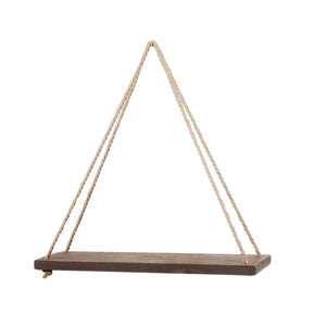 Wooden Swing Hanging Hemp Rope Wall Shelve Mounted Floating Plant Flower Pot