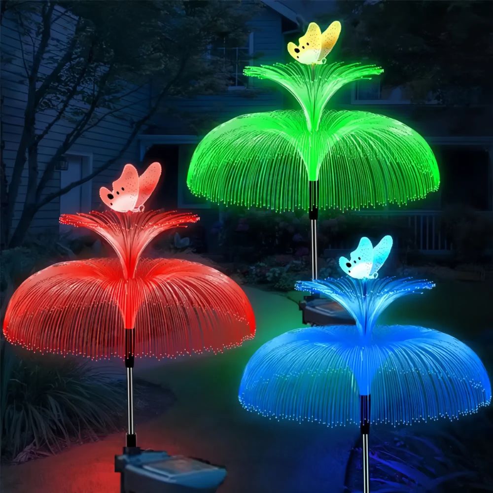 Solar Jellyfish And Butterfly Lights Waterproof Outdoor Lawn Decor