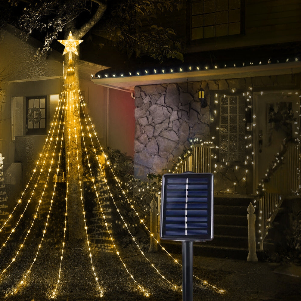 Pentagram Waterproof String Light Solar Christmas Decorations 3M 2M Led Waterfall Tree Fairy Lamp