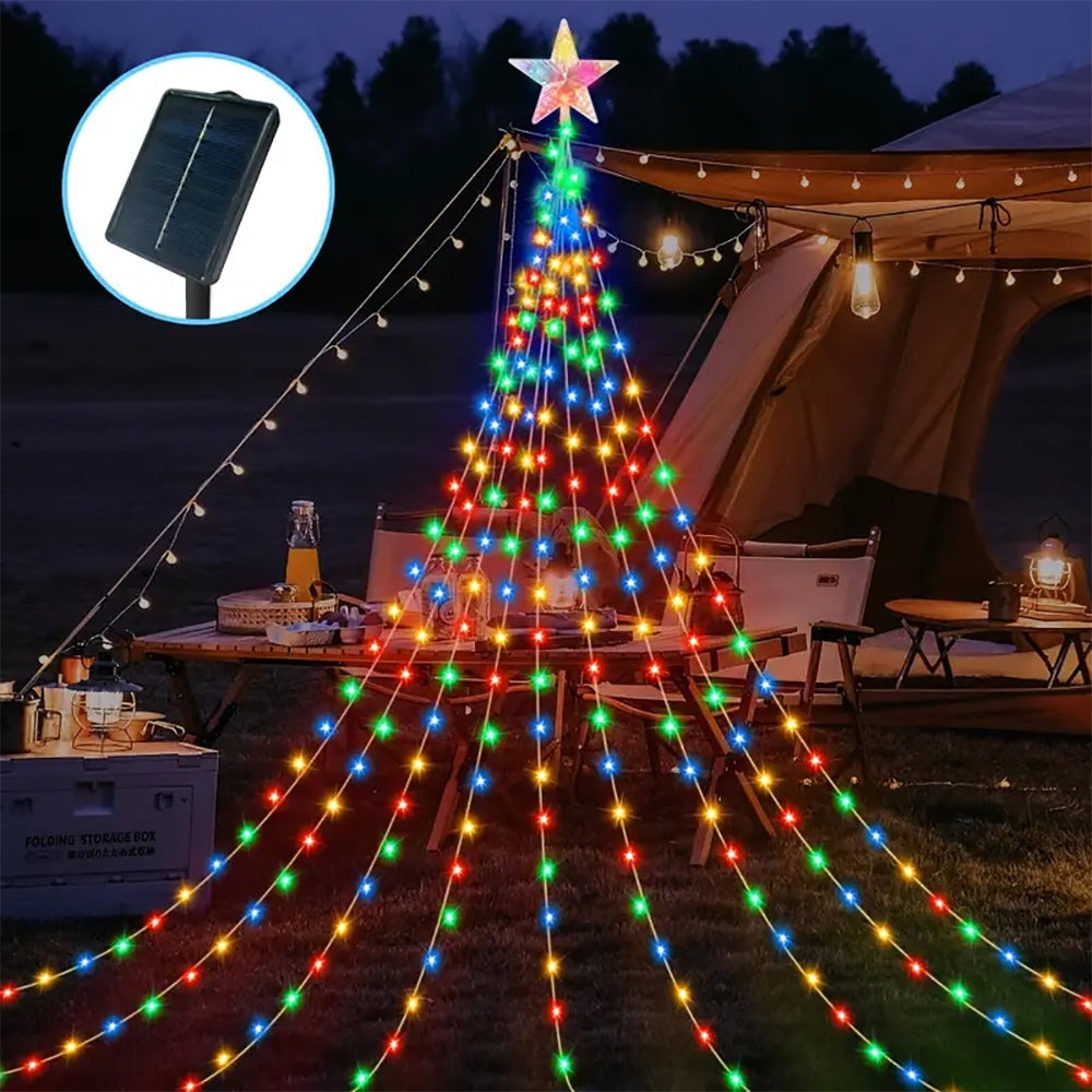 Pentagram Waterproof String Light Solar Christmas Decorations 3M 2M Led Waterfall Tree Fairy Lamp