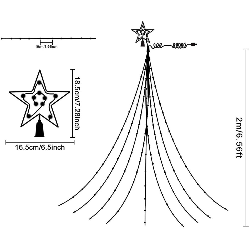 Pentagram Waterproof String Light Solar Christmas Decorations 3M 2M Led Waterfall Tree Fairy Lamp