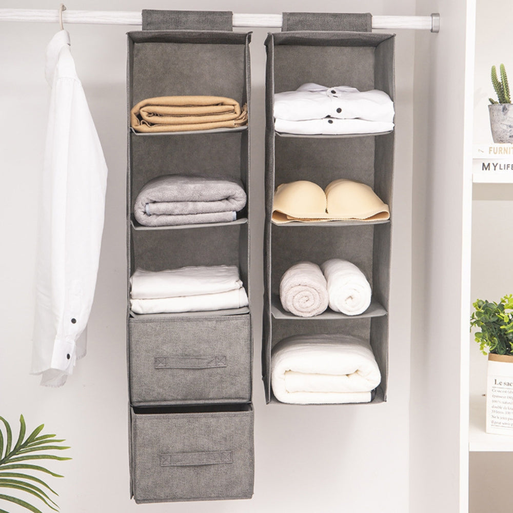 Portable Wardrobe Hanging Storage Bag Interlayer Drawer Type Clothes Hangers Holder Closet Organizer