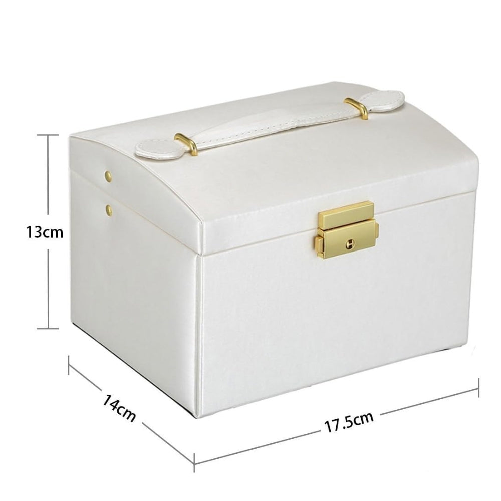 Veile Studios Multi Functional Three Layer Leather Drawer Style Jewelry Box Earrings Lock