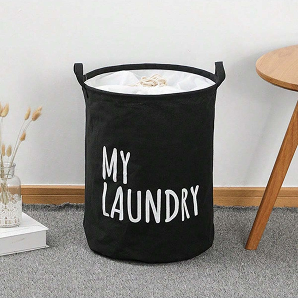 Foldable Drawstring Laundry Basket Large Capacity Waterproof Clothes Storage For Home Bathroom Organizer