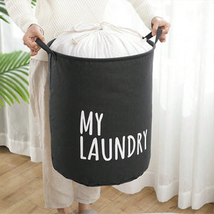 Foldable Drawstring Laundry Basket Large Capacity Waterproof Clothes Storage For Home Bathroom Organizer