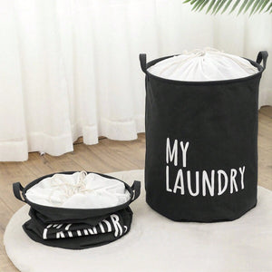 Foldable Drawstring Laundry Basket Large Capacity Waterproof Clothes Storage For Home Bathroom Organizer