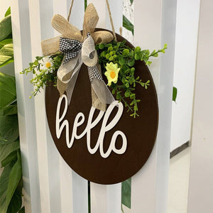 Welcome Hello Hanging Decoration Front Door Rustic Sign