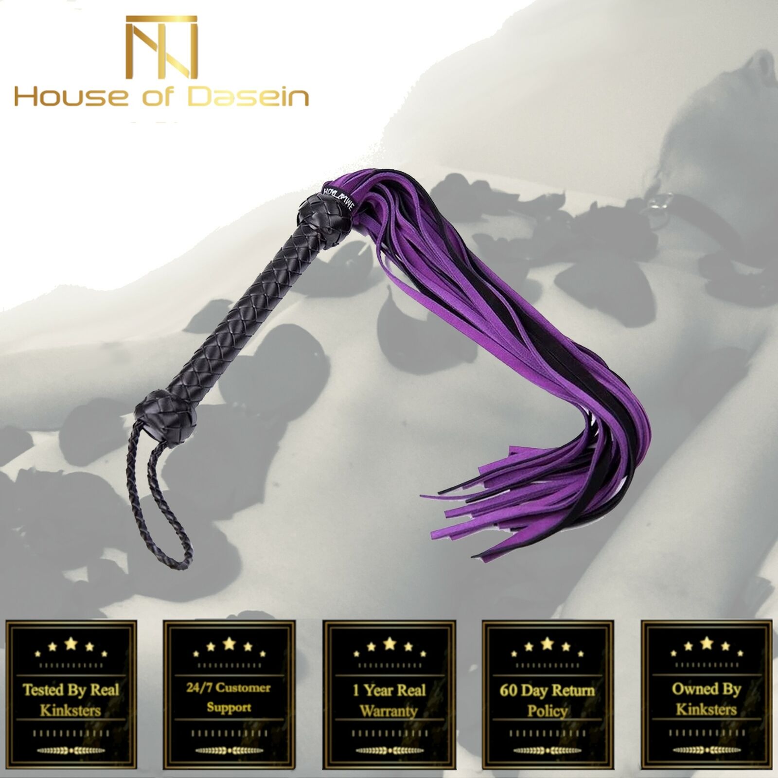 House Of Dasein Purple Flogger Spanking Whip Impact Play Bondage Kink Fetish