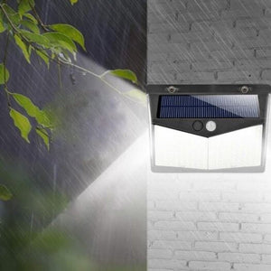 208 Led Outdoor Human Motion Sensing Lamp 1400Lm Solar Powered Wall Light 3 Modes Black