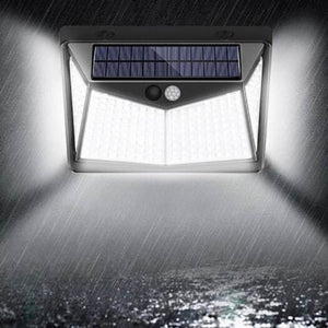 208 Led Outdoor Human Motion Sensing Lamp 1400Lm Solar Powered Wall Light 3 Modes Black