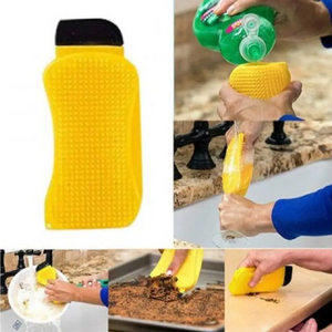 3 In 1 Silicone Dish Brush Washing Scrubber Yellow