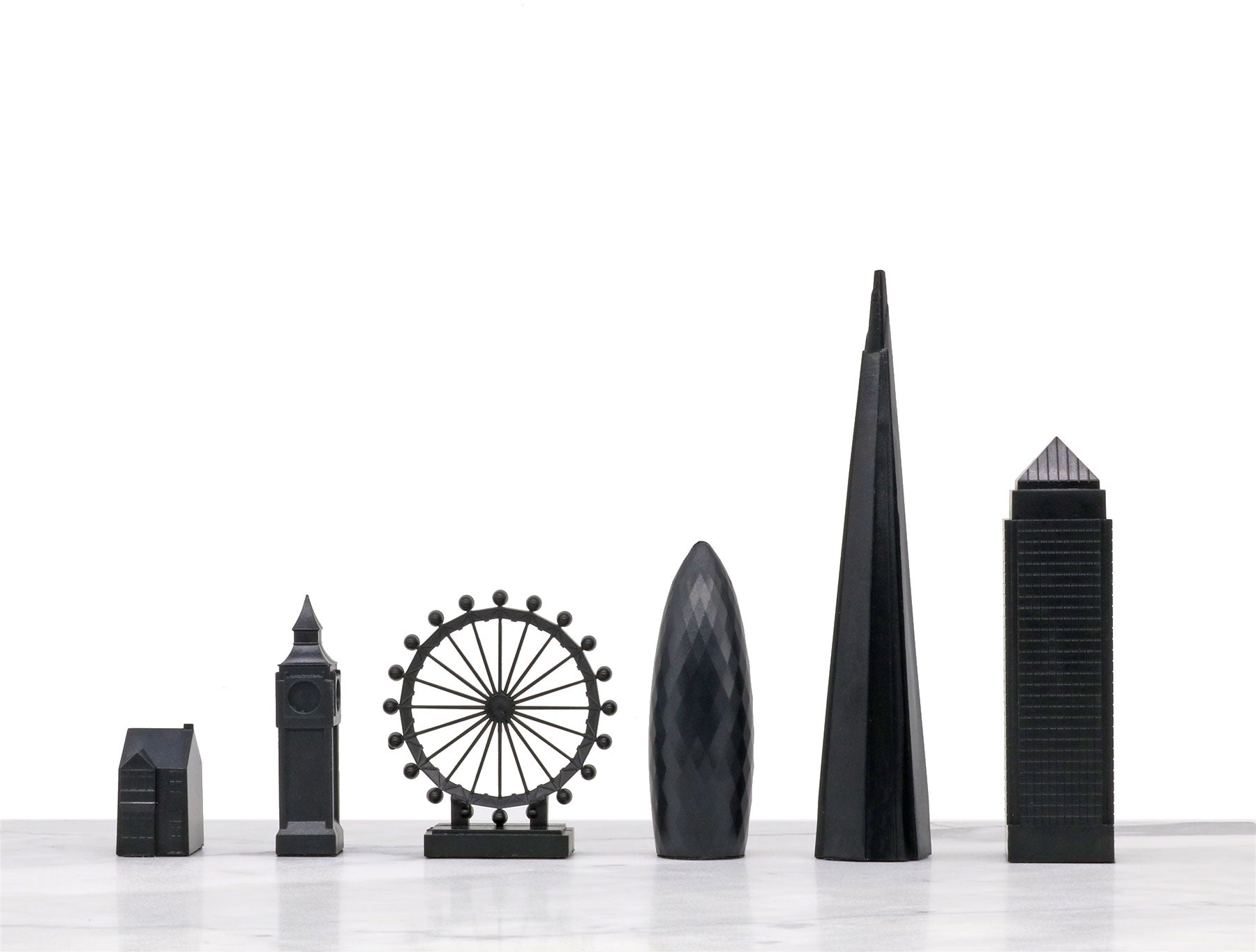 Skyline Chess London vs New York Edition Acrylic Pieces Marble Board Grey White