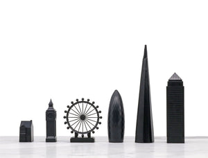 Skyline Chess London vs New York Edition Acrylic Pieces Marble Board Grey White