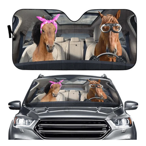 Funny Horse Driving 3D Printing Car Sun Visor Auto Decoration For Vehicle Parts Accessories