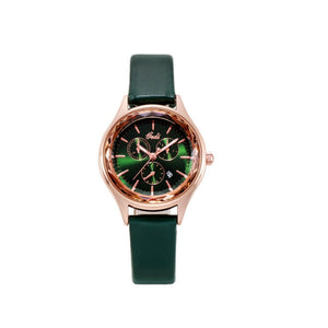 Veile Studios 21Cm 12028 Forest Green Ladies Belt Watch Three Eye Casual Quartz Calendar Female Hand