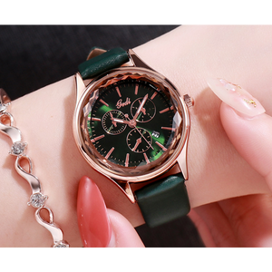 Veile Studios 21Cm 12028 Forest Green Ladies Belt Watch Three Eye Casual Quartz Calendar Female Hand