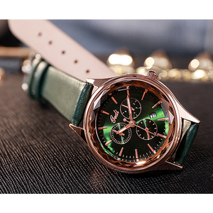 Veile Studios 21Cm 12028 Forest Green Ladies Belt Watch Three Eye Casual Quartz Calendar Female Hand