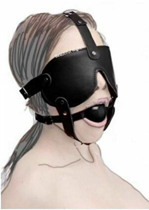 Ball Gag Head Harness Mask Muzzle Blindfold Bondage Kink Bdsm Fetish Restraints