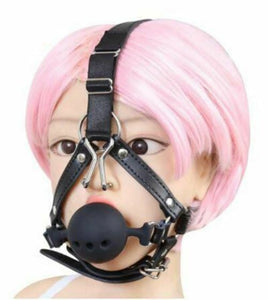 Ball Gag Head Harness Mask Muzzle Blindfold Bondage Kink Bdsm Fetish Restraints